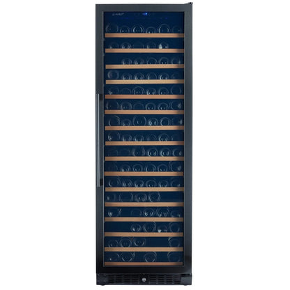 166 Bottle Black Stainless Wine Refrigerator, Single Zone