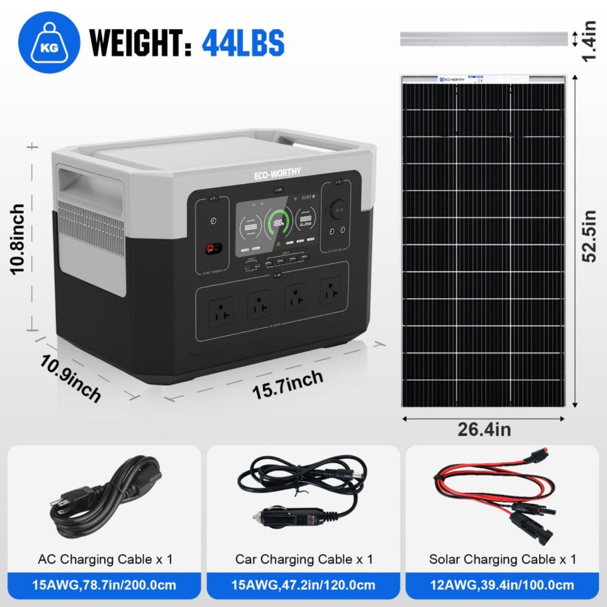 Eco-Worthy 400W 2x Bifacial 195W Solar Panel & 1920Wh Portable Power Station