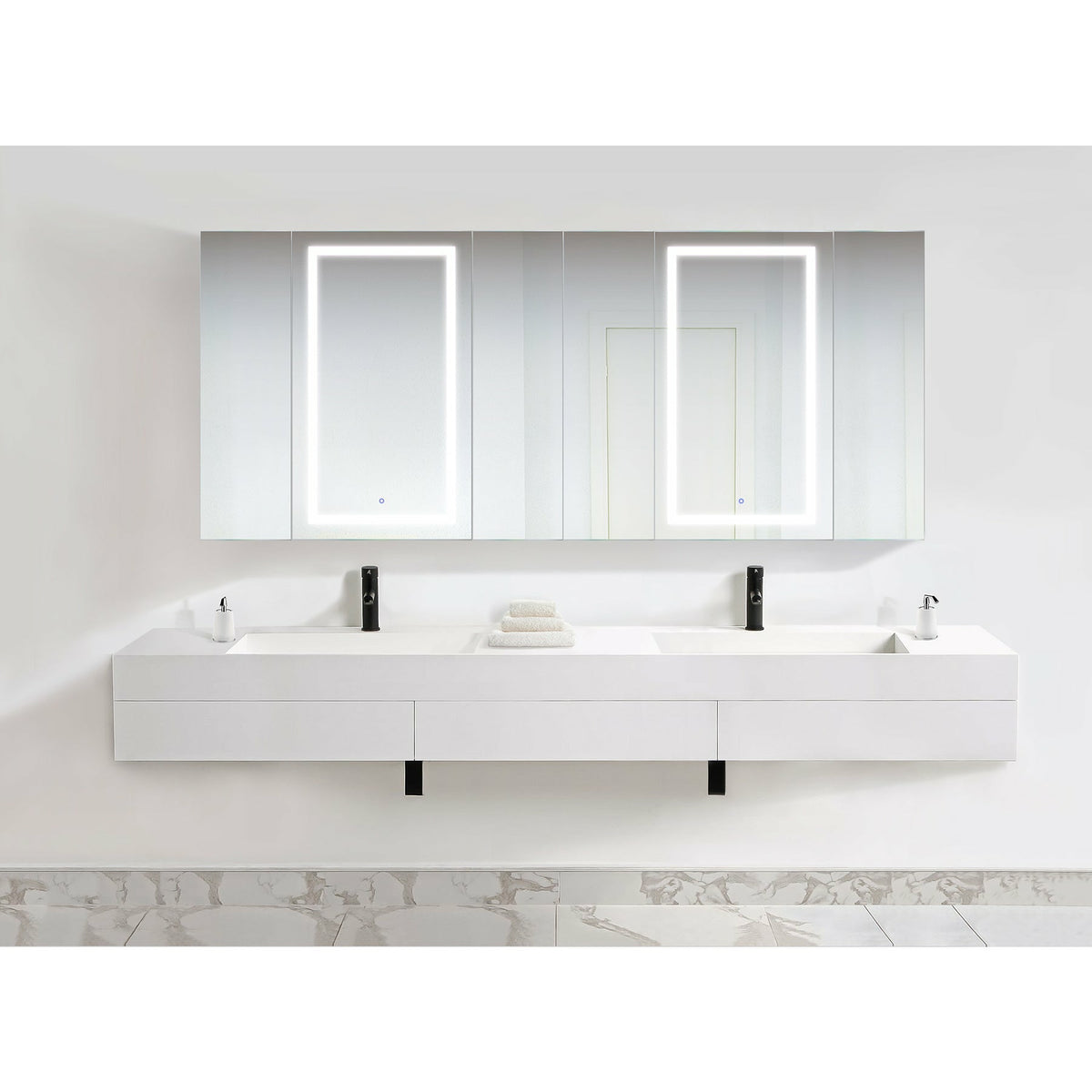 Krugg Svange 9642DLLLRRR 96″ X 42″ LED Medicine Cabinet with Dimmer & Defogger SVANGE9642DLLLRRR
