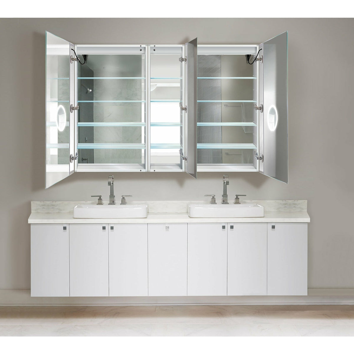 Krugg Svange 60″ X 42″ DLRR Double LED Medicine Cabinet with Dimmer & Defogger SVANGE6042DLRR