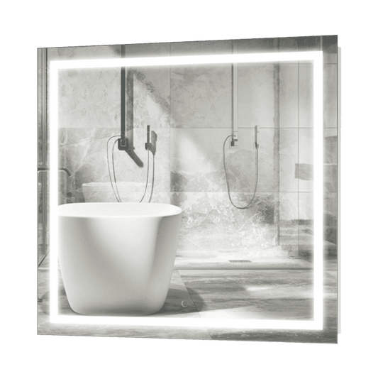 Krugg Icon 36" X 36" LED Bathroom Mirror w/ Dimmer & Defogger | Large Square Lighted Vanity Mirror ICON3636