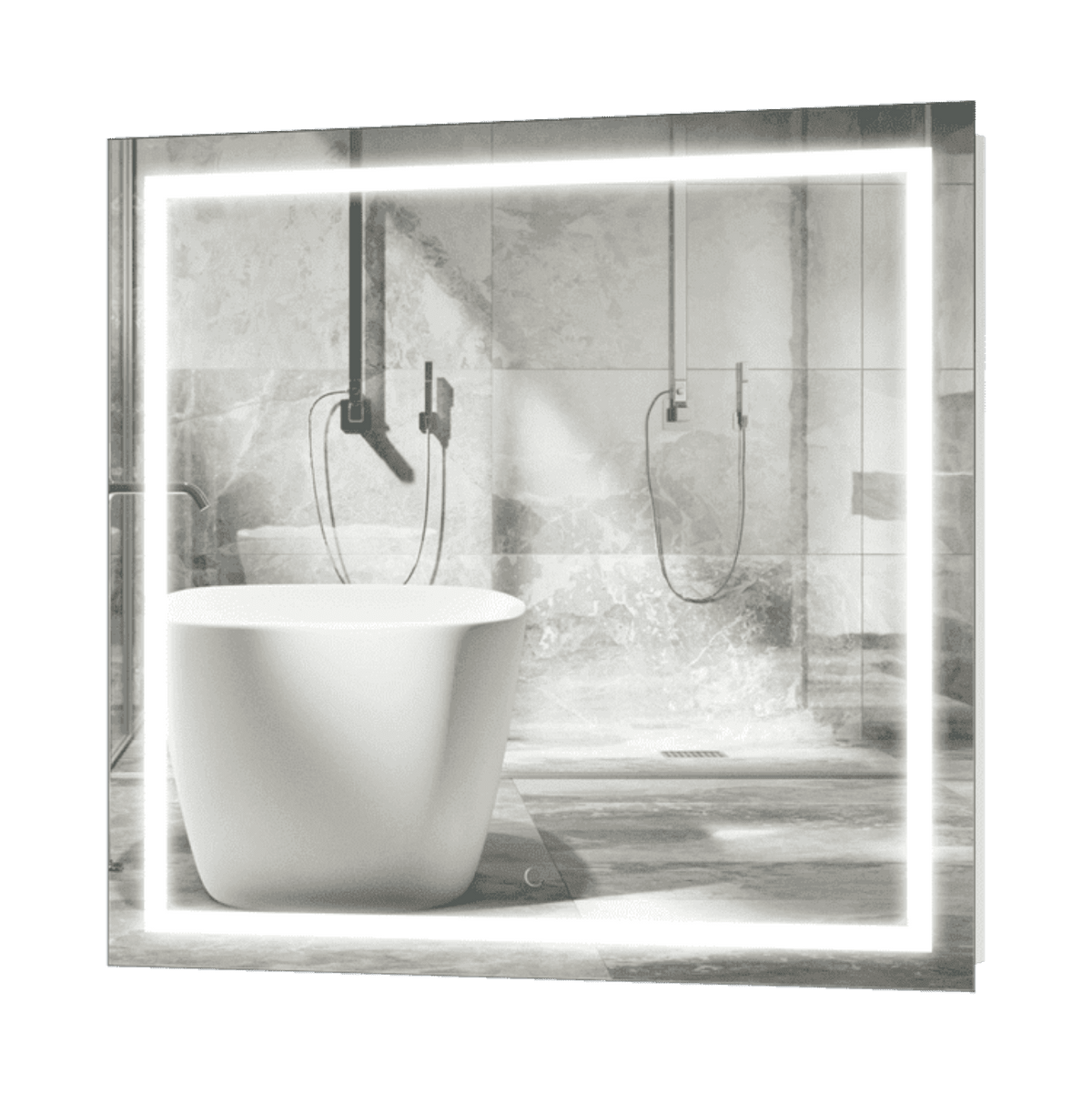 Krugg Icon 36" X 36" LED Bathroom Mirror w/ Dimmer & Defogger | Large Square Lighted Vanity Mirror ICON3636