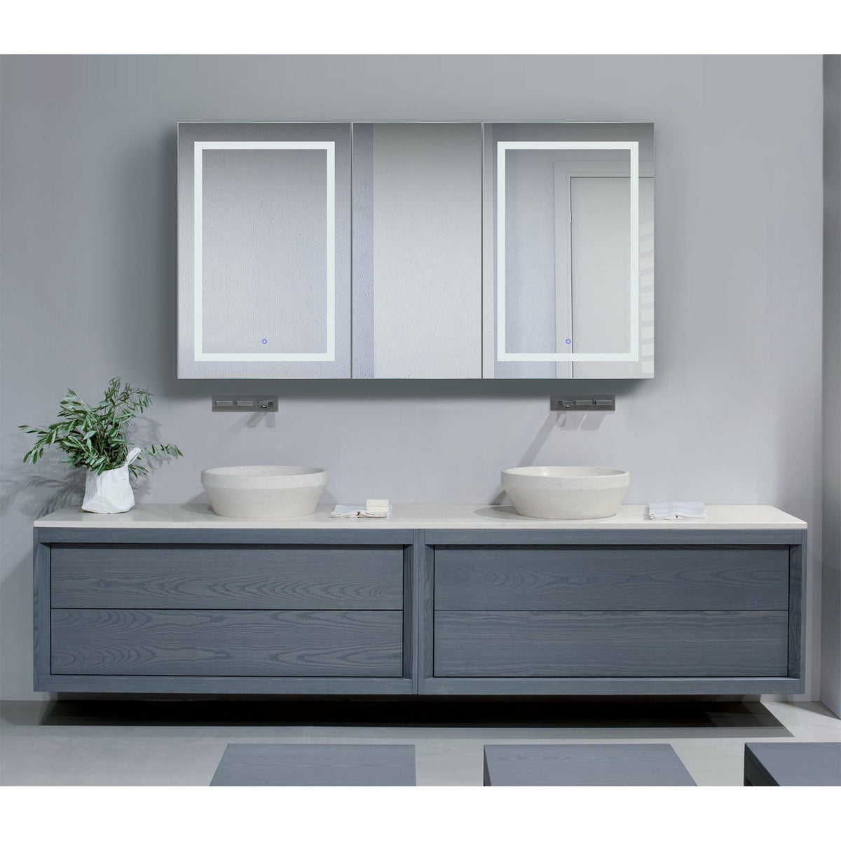 Krugg Svange 6636LRR 66" X 36" LED Medicine Cabinet  with Dimmer & Defogger SVANGE6636DLRR - Backyard Provider