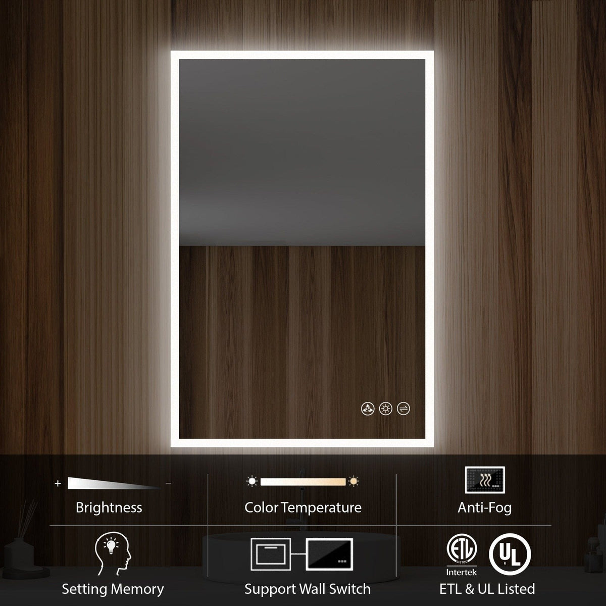 Blossom Beta 24″x36″ LED Mirror with Frosted Sides - LED M2 2436 - Backyard Provider