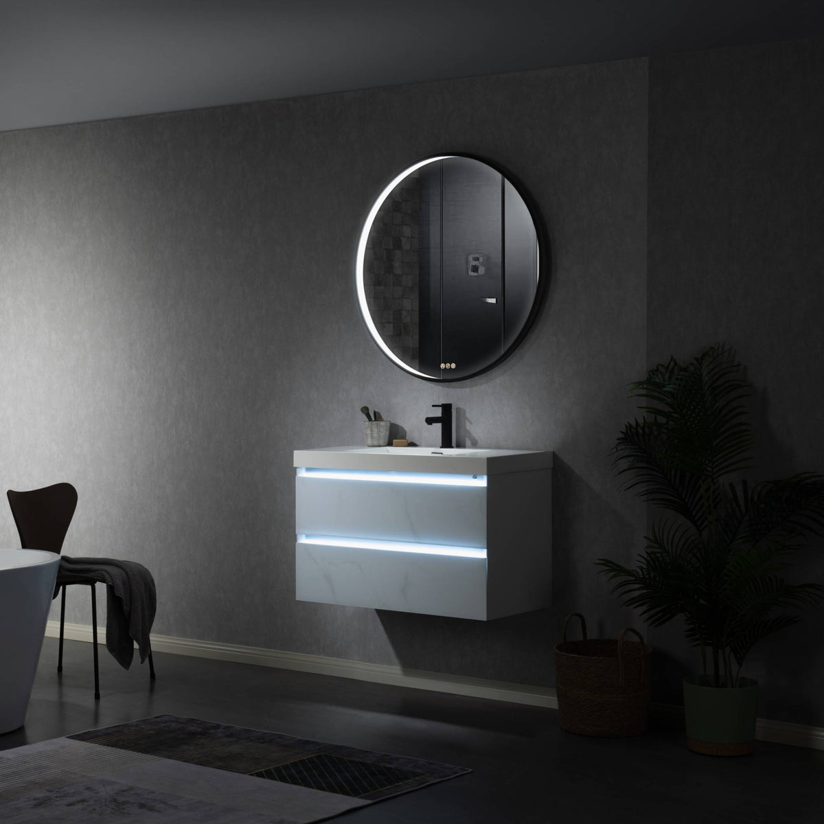 Blossom Oskar 32 Inch Round LED Mirror - LED M7 R32 MB - Backyard Provider