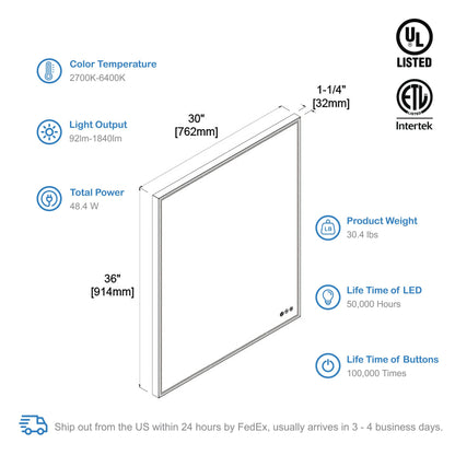Blossom Stellar 30 Inch LED Mirror - LED M4 3036 MB - Backyard Provider