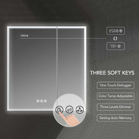 Blossom Sirius – 30 Inches LED Medicine Cabinet with Clock - MCL3 3032 - Backyard Provider