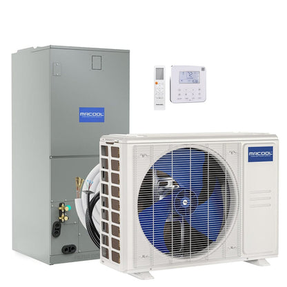 MRCOOL 18K BTU 22 SEER Ducted Air Handler and Condenser, 25 ft. Pre-Charged Line Set - CENTRAL-18-HP-230-25