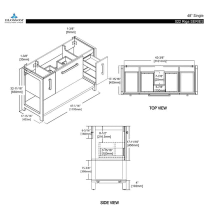Blossom Riga 48 Inch Bathroom Vanity – Single Sink - V8022 48 01S - Backyard Provider