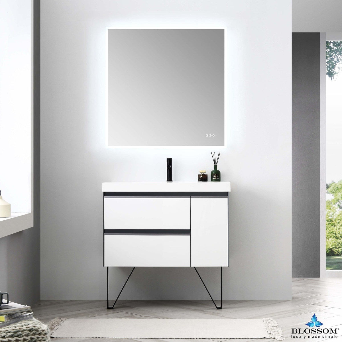 Blossom Berlin – 36 Inch Vanity – Glossy White & Glossy Grey - V8019 36 01