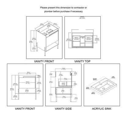 Blossom Turin 24″ Bathroom Vanity - V8031 24 01 - Backyard Provider