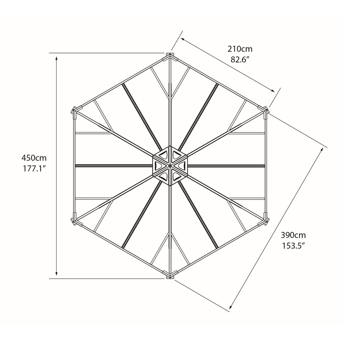 Palram Canopia | Monaco Hexagon Garden Gazebo 13'X15' - HG9160