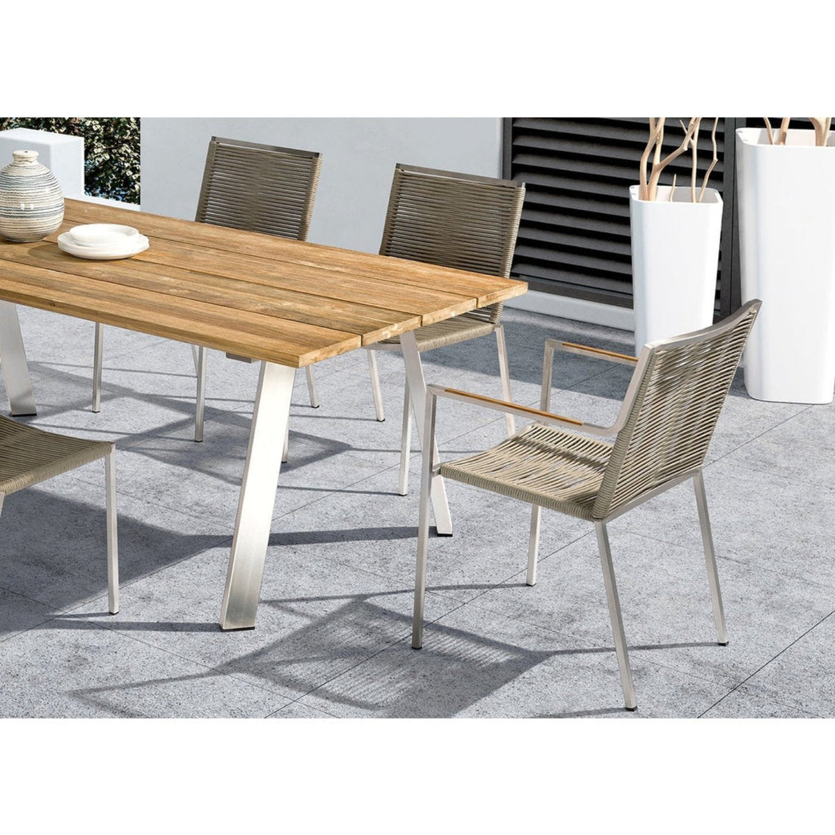 Whiteline Modern Living Rhea Outdoor Dining Armchair - DAC1834-LBRN